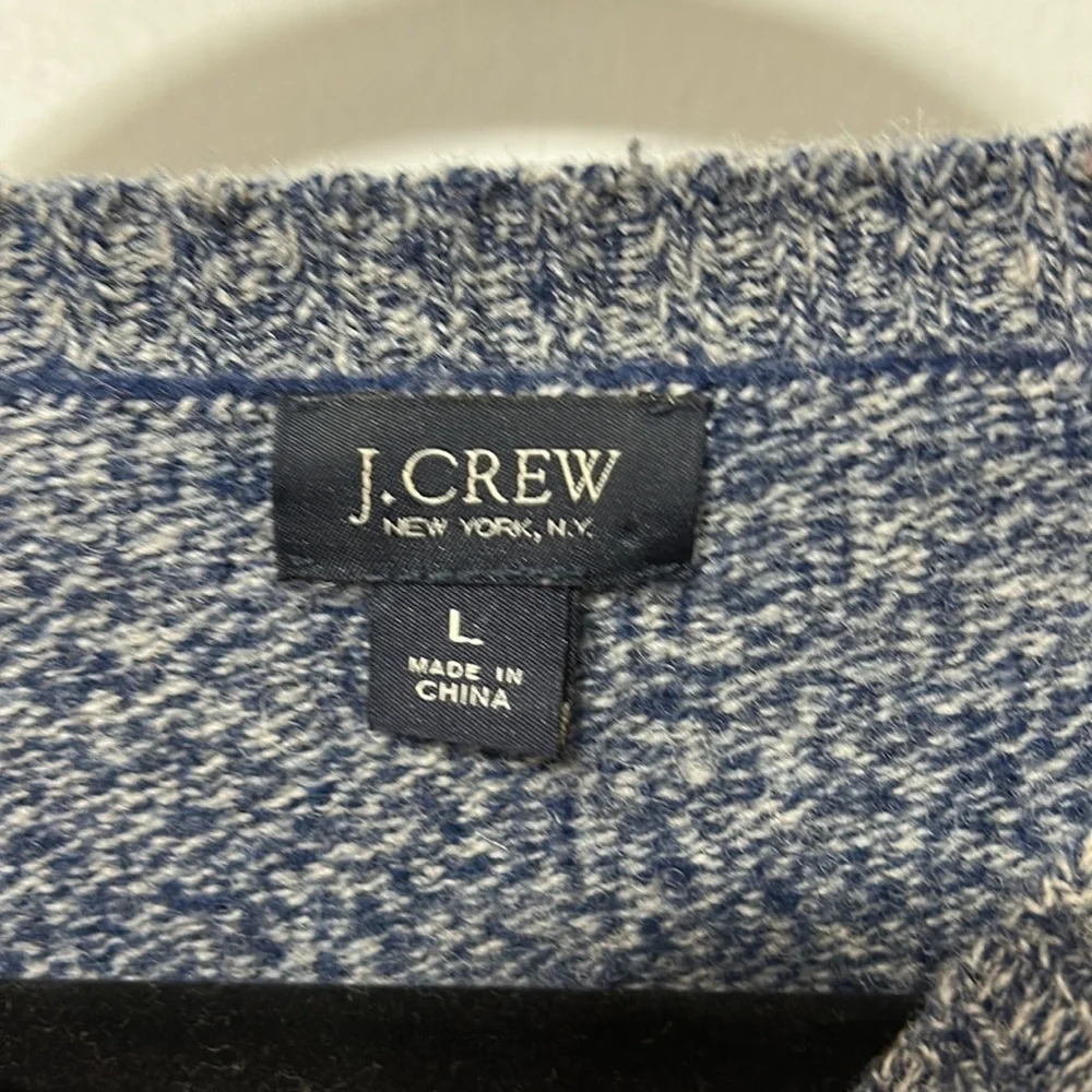 J.Crew Men’s Large 100% Lambswool Blue Marled Crewneck Sweater 2010